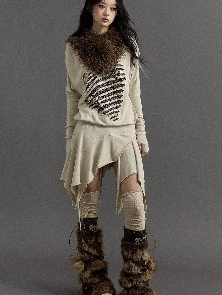 Vintage Faux Fur Scarf Warm Eco-Friendly Shearling Collar