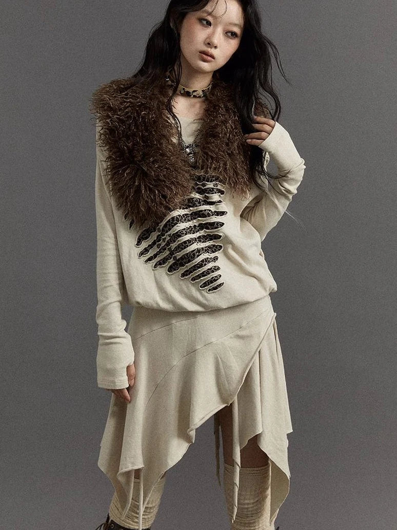 Vintage Faux Fur Scarf Warm Eco-Friendly Shearling Collar