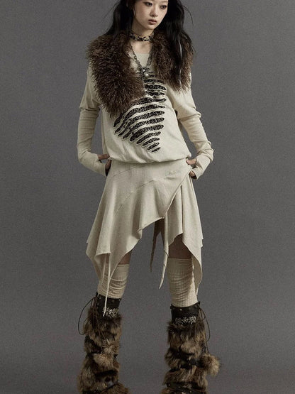 Vintage Faux Fur Scarf Warm Eco-Friendly Shearling Collar