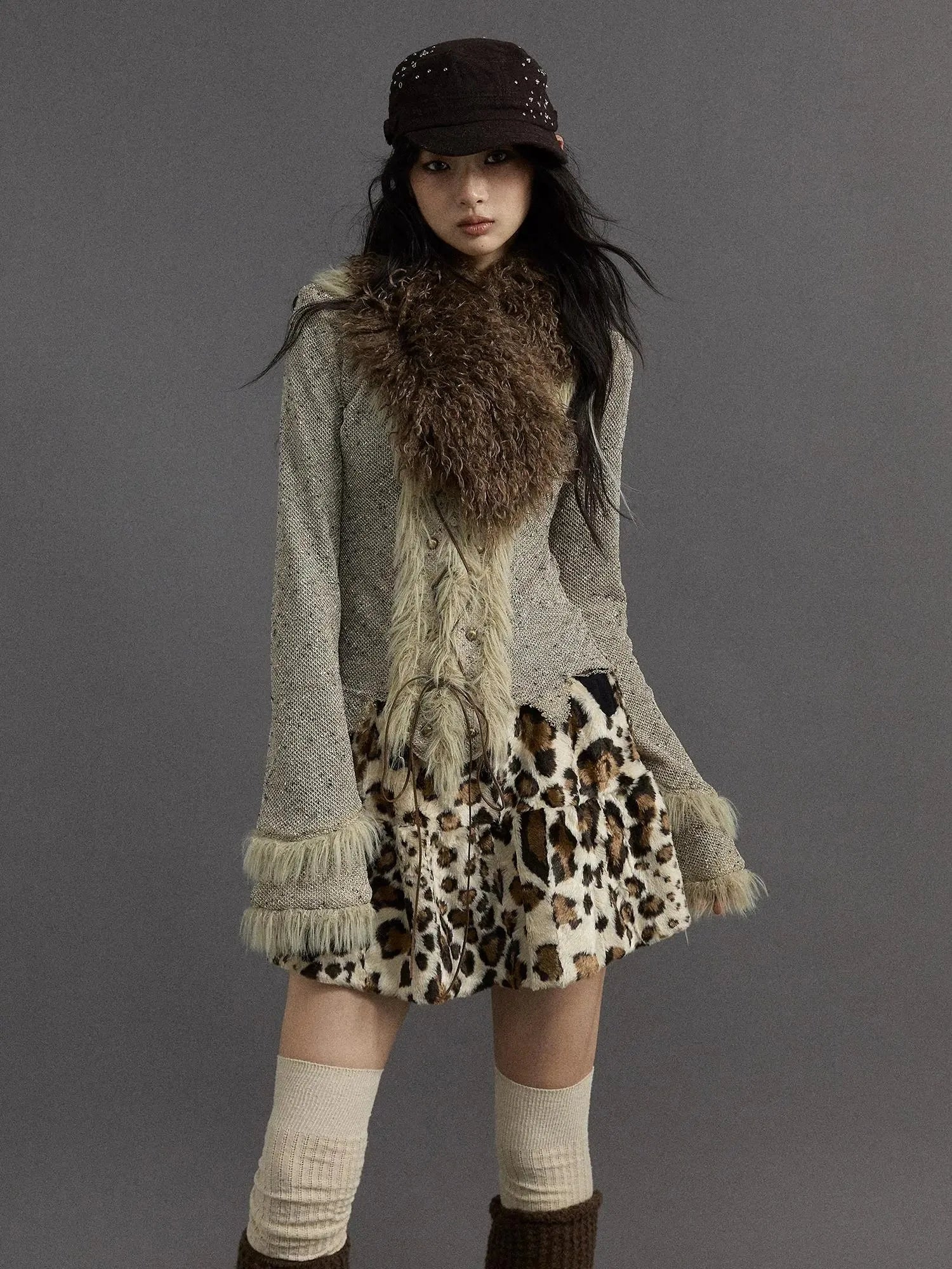 Vintage Faux Fur Scarf Warm Eco-Friendly Shearling Collar