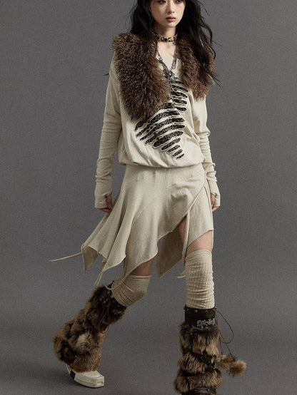 Vintage Faux Fur Scarf Warm Eco-Friendly Shearling Collar