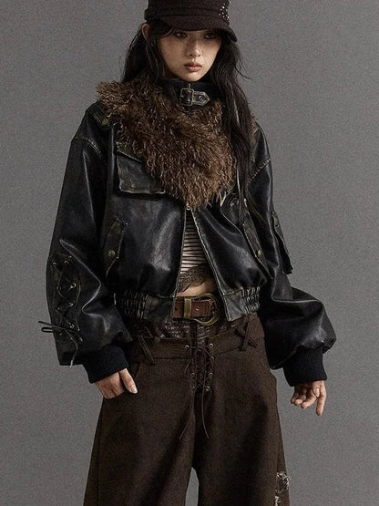 Vintage Faux Fur Scarf Warm Eco-Friendly Shearling Collar