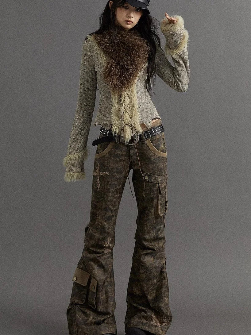 Vintage Faux Fur Scarf Warm Eco-Friendly Shearling Collar