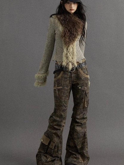 Vintage Faux Fur Scarf Warm Eco-Friendly Shearling Collar