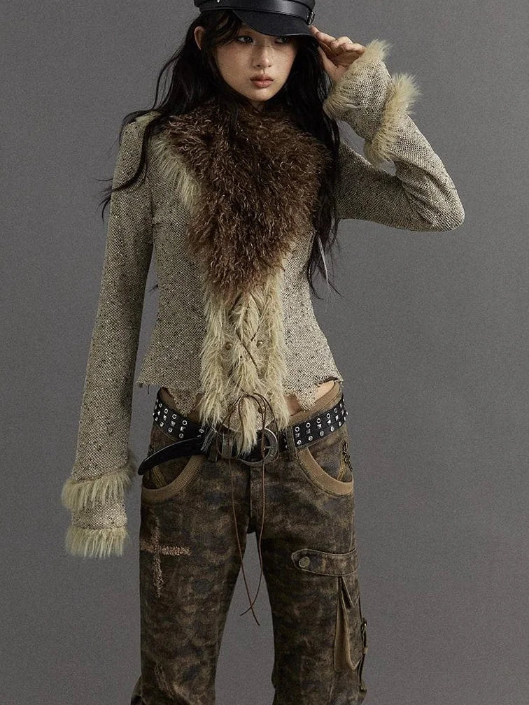 Vintage Faux Fur Scarf Warm Eco-Friendly Shearling Collar