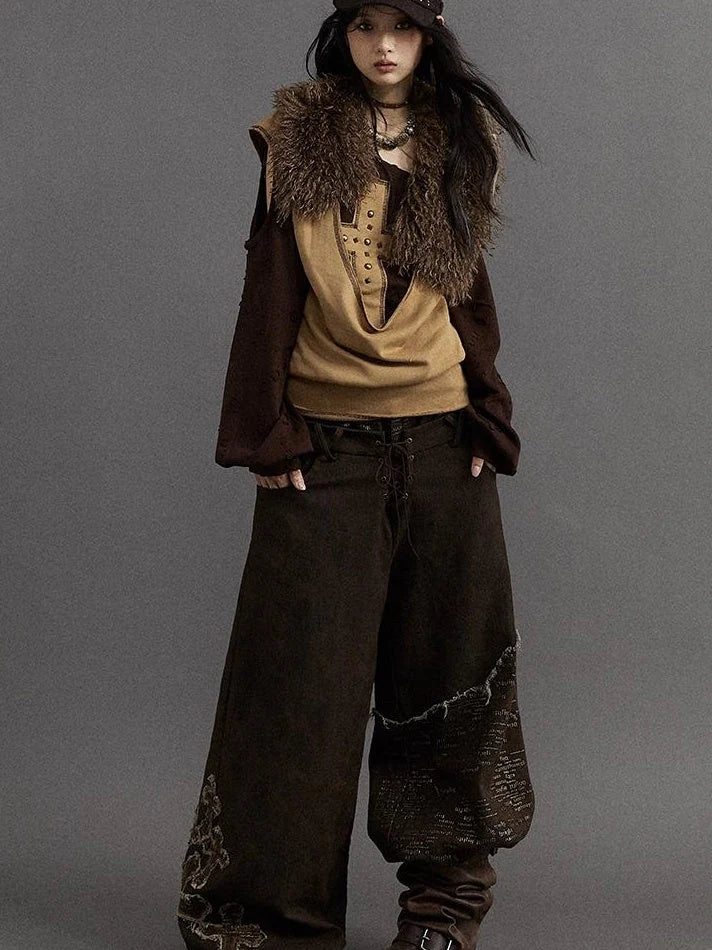 Vintage Faux Fur Scarf Warm Eco-Friendly Shearling Collar