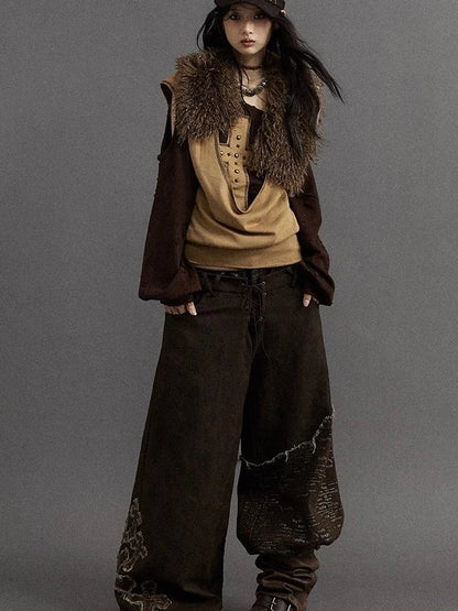 Vintage Faux Fur Scarf Warm Eco-Friendly Shearling Collar