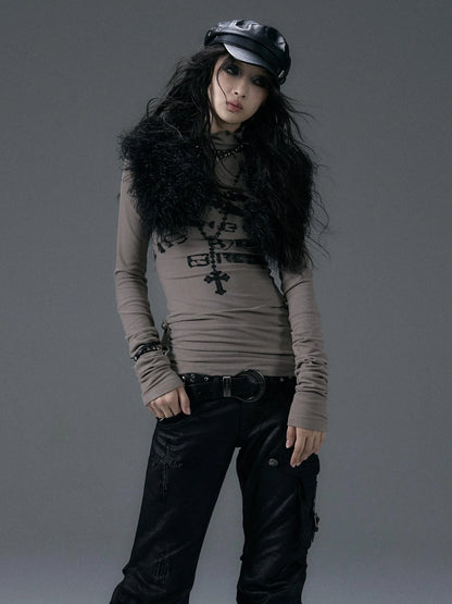 Vintage Faux Fur Scarf Warm Eco-Friendly Shearling Collar