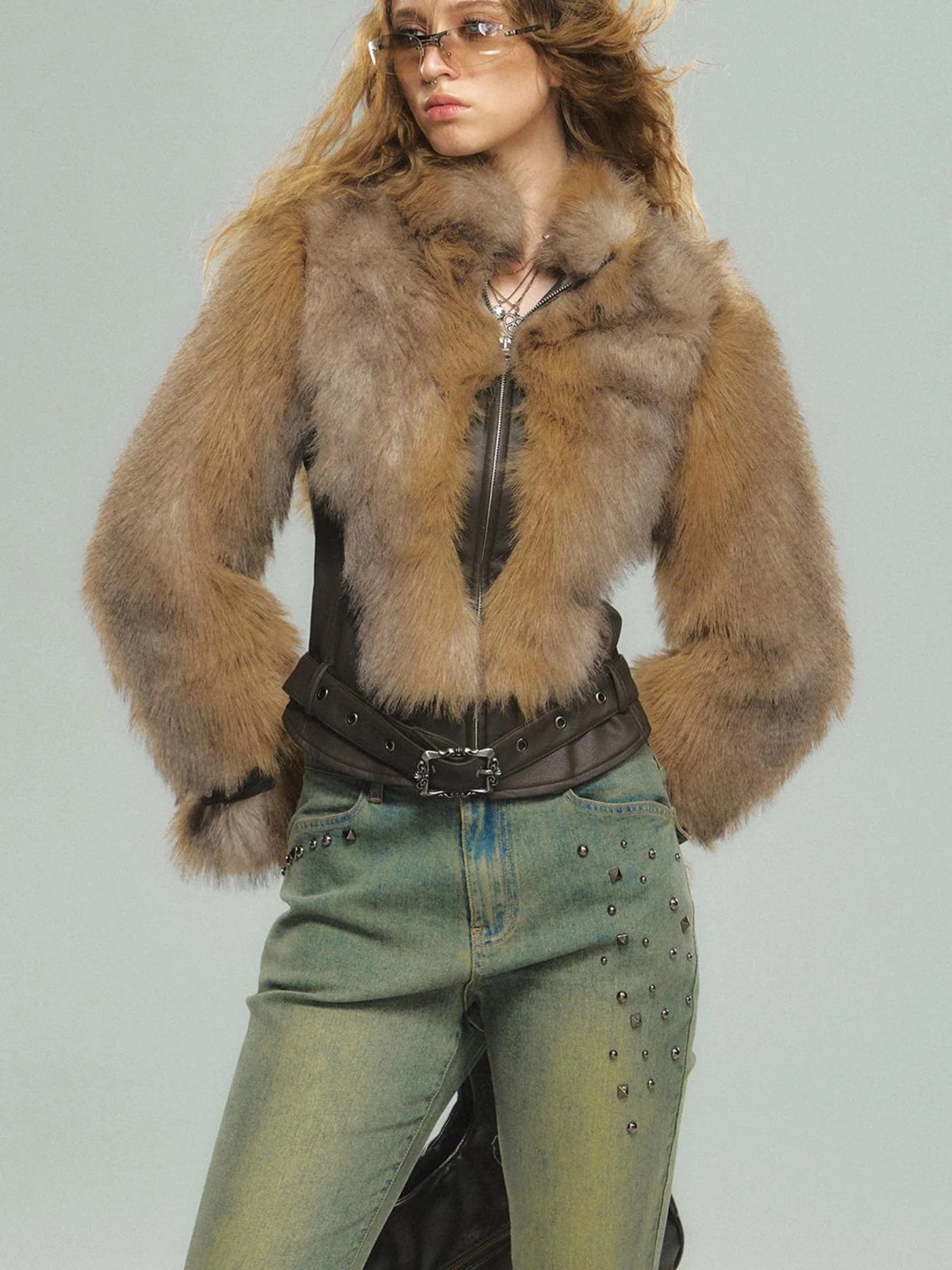 Vintage Faux Fur Trimmed Waistcoat Jacket For Women