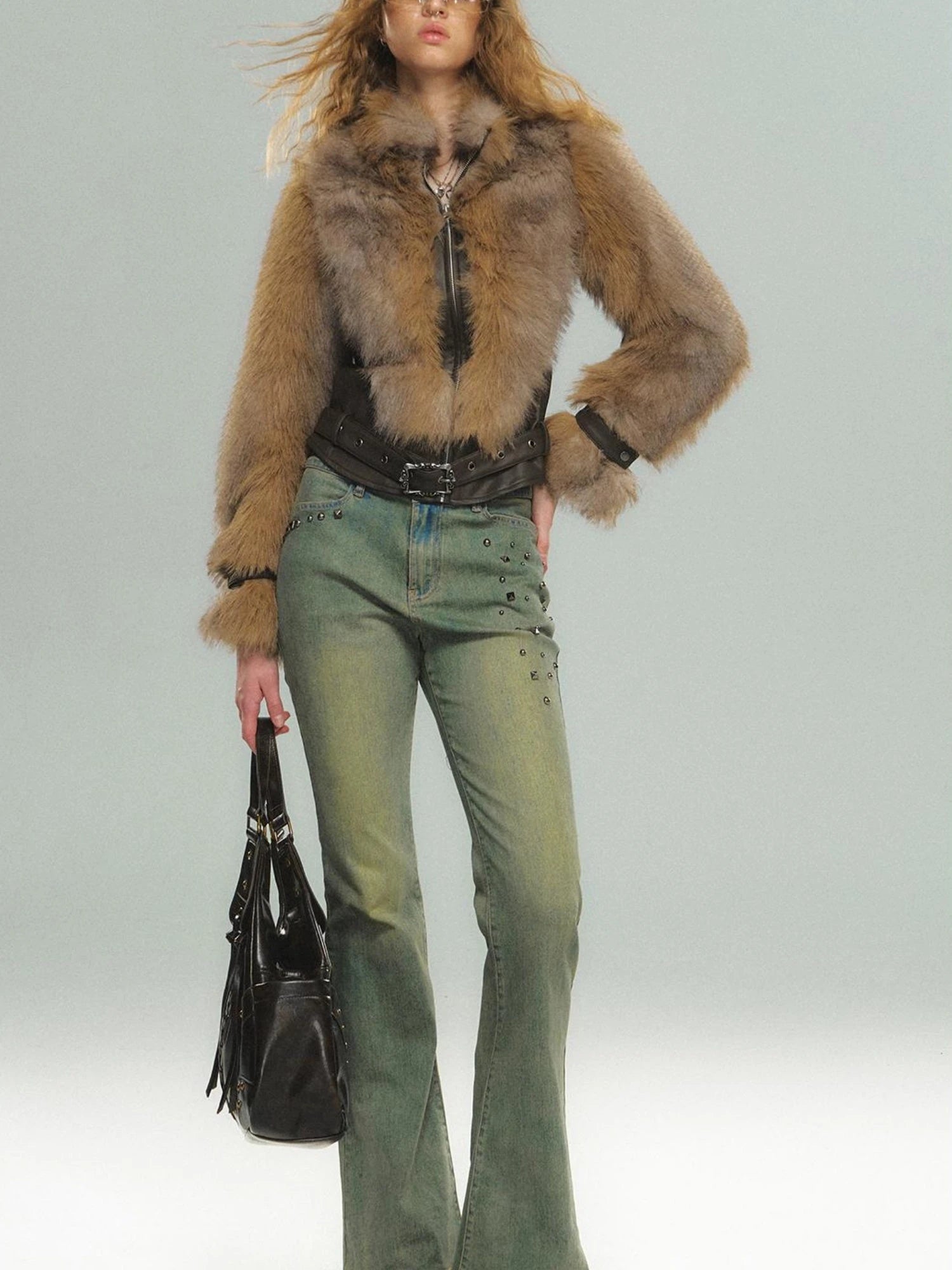 Vintage Faux Fur Trimmed Waistcoat Jacket For Women
