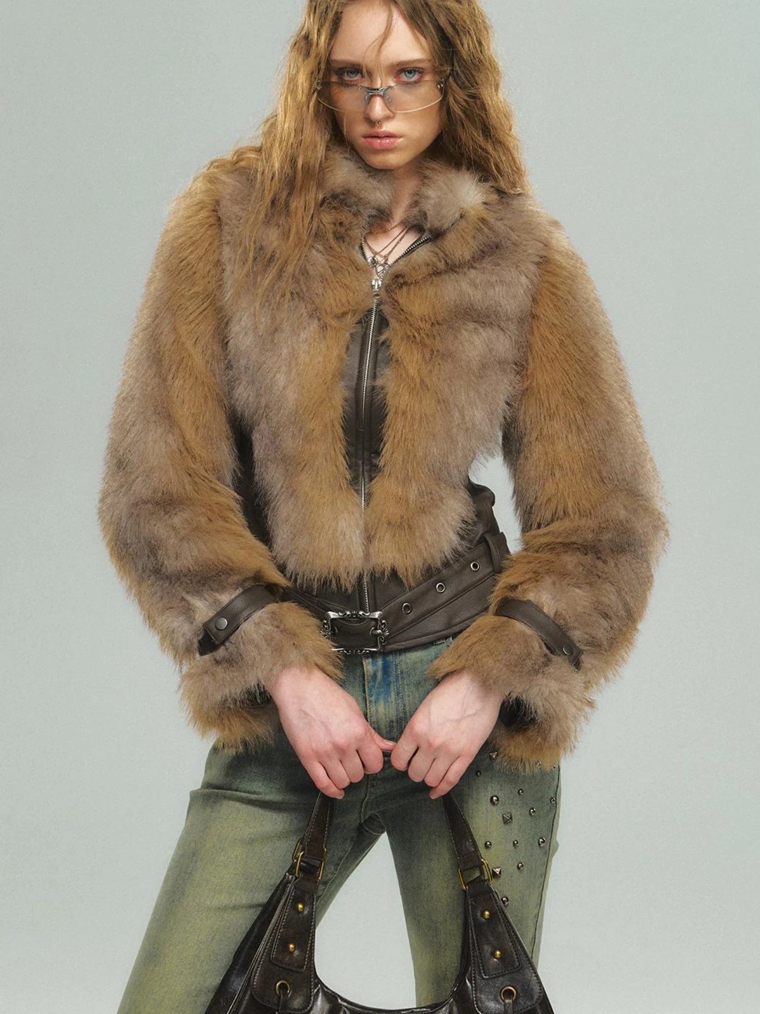 Vintage Faux Fur Trimmed Waistcoat Jacket For Women