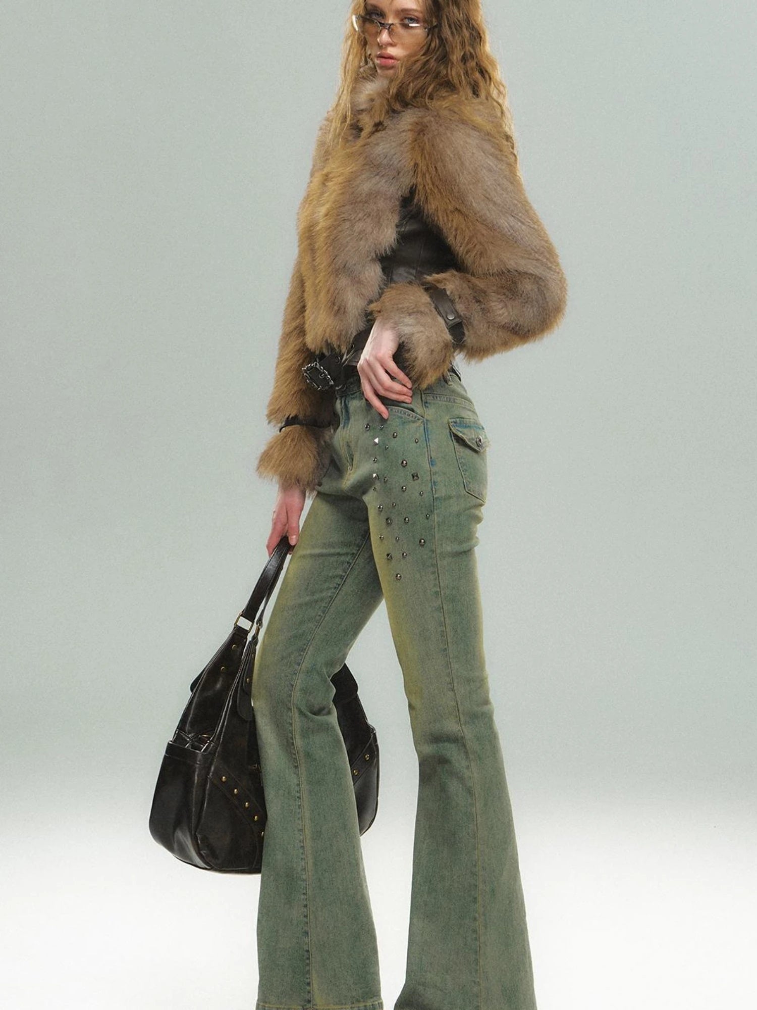Vintage Faux Fur Trimmed Waistcoat Jacket For Women