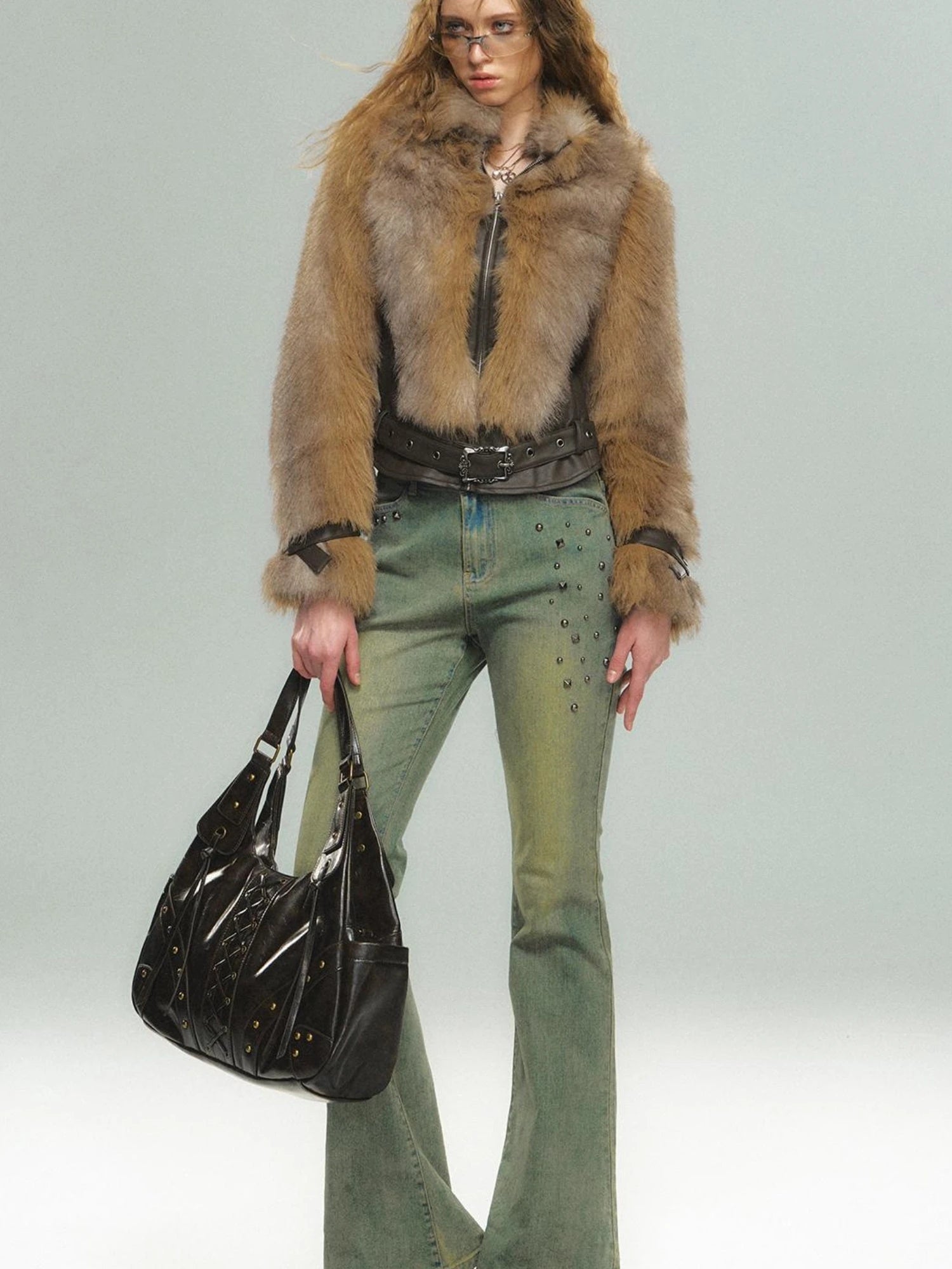 Vintage Faux Fur Trimmed Waistcoat Jacket For Women