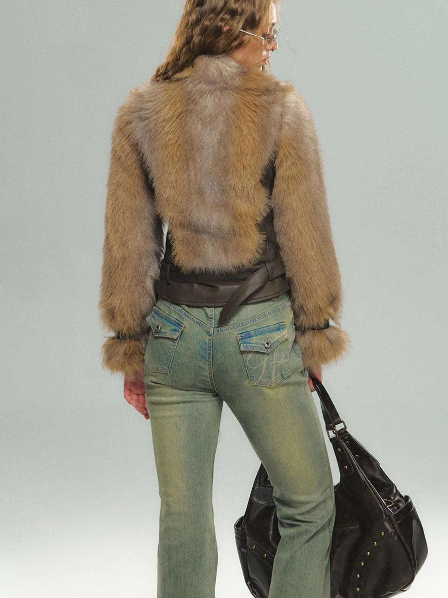 Vintage Faux Fur Trimmed Waistcoat Jacket For Women