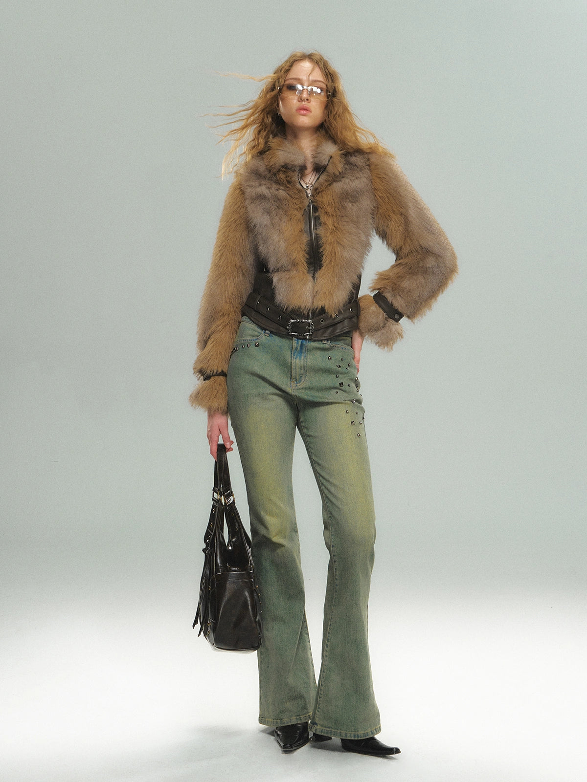 Vintage Faux Fur Trimmed Waistcoat Jacket For Women
