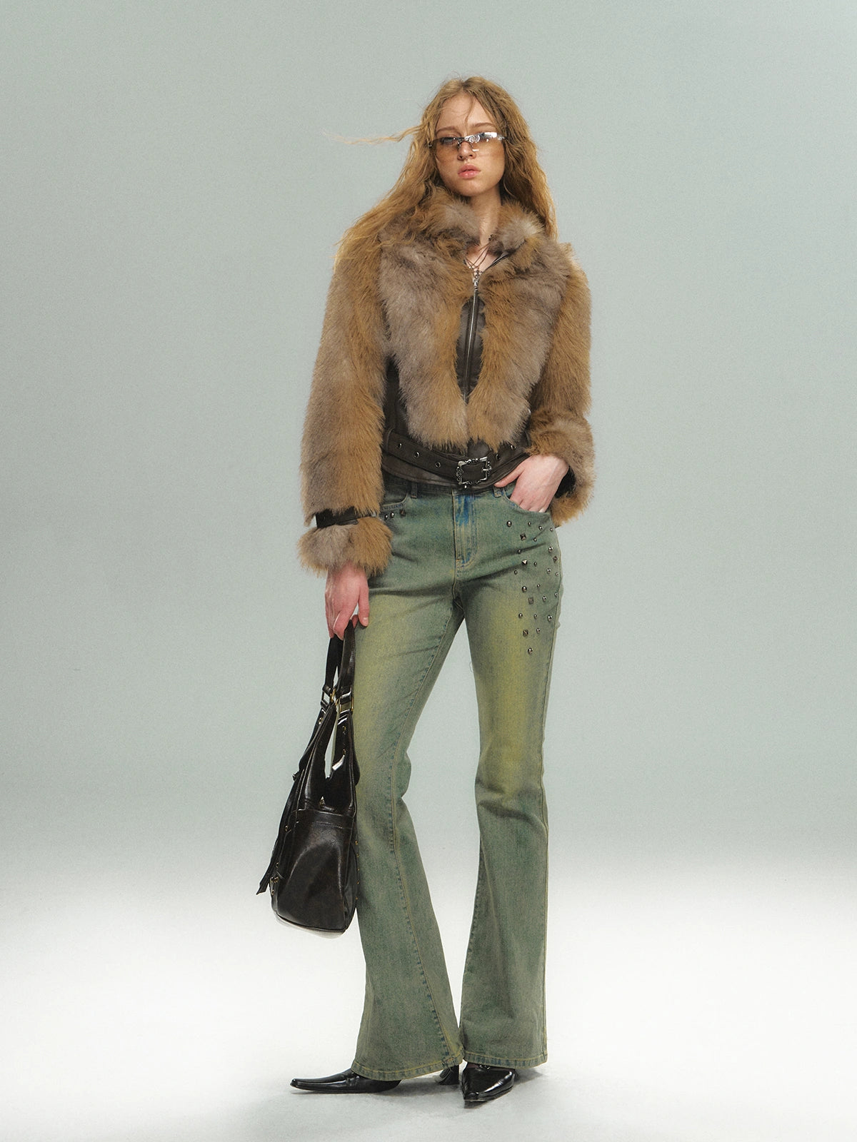 Vintage Faux Fur Trimmed Waistcoat Jacket For Women