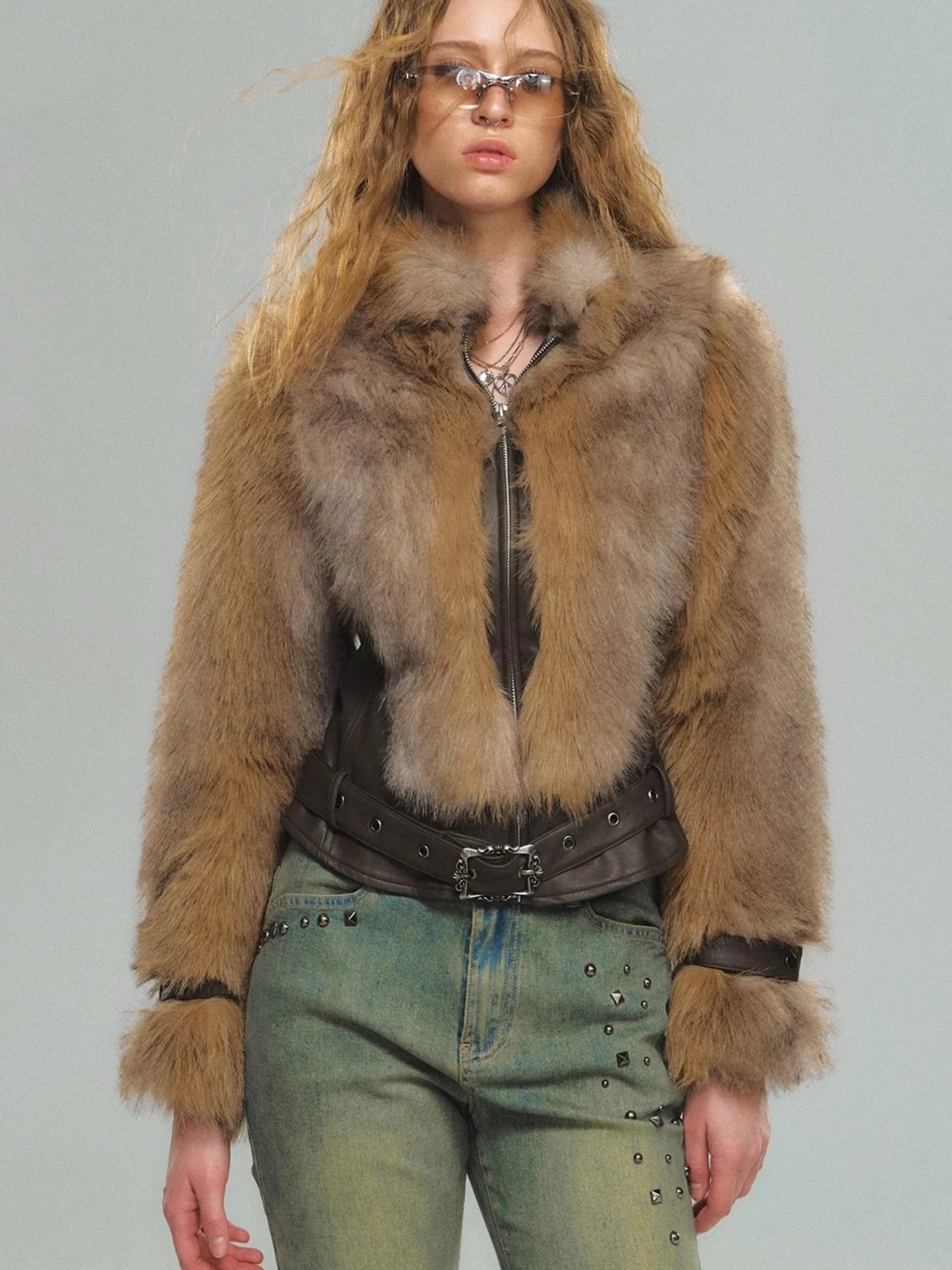 Vintage Faux Fur Trimmed Waistcoat Jacket For Women