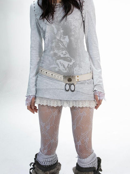 Vintage Floral Lace Long Sleeve Blouse Top