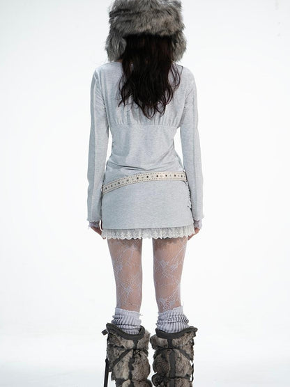 Vintage Floral Lace Long Sleeve Blouse Top