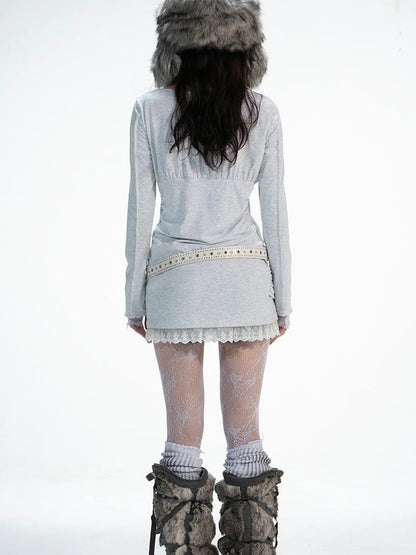Vintage Floral Lace Long Sleeve Blouse Top