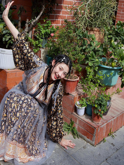 Sweet Mi Vintage Floral Maxi Dress