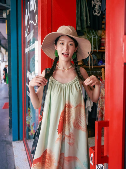 Vintage Floral Print Boho Chiffon Maxi Dress