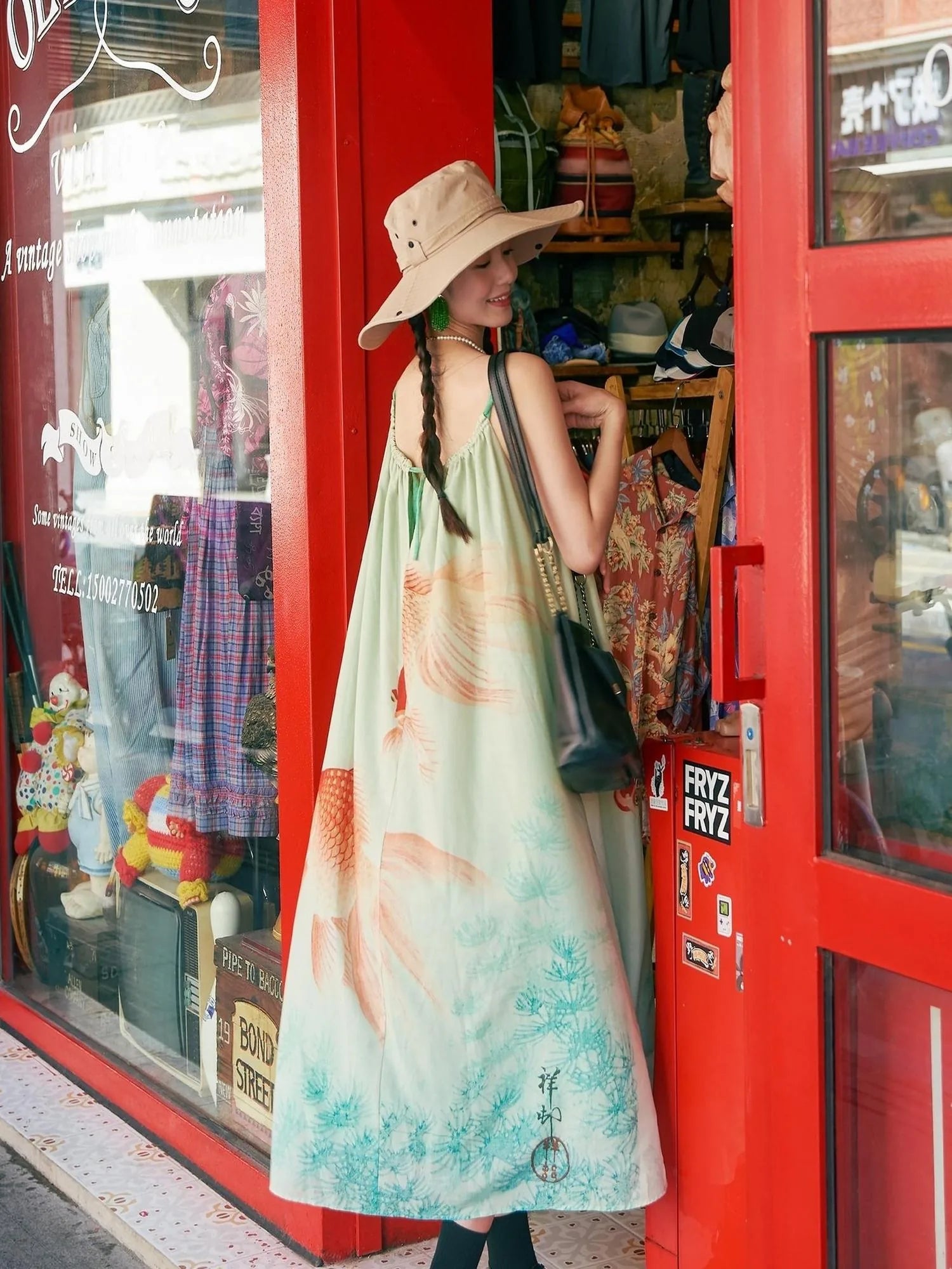 Vintage Floral Print Boho Chiffon Maxi Dress