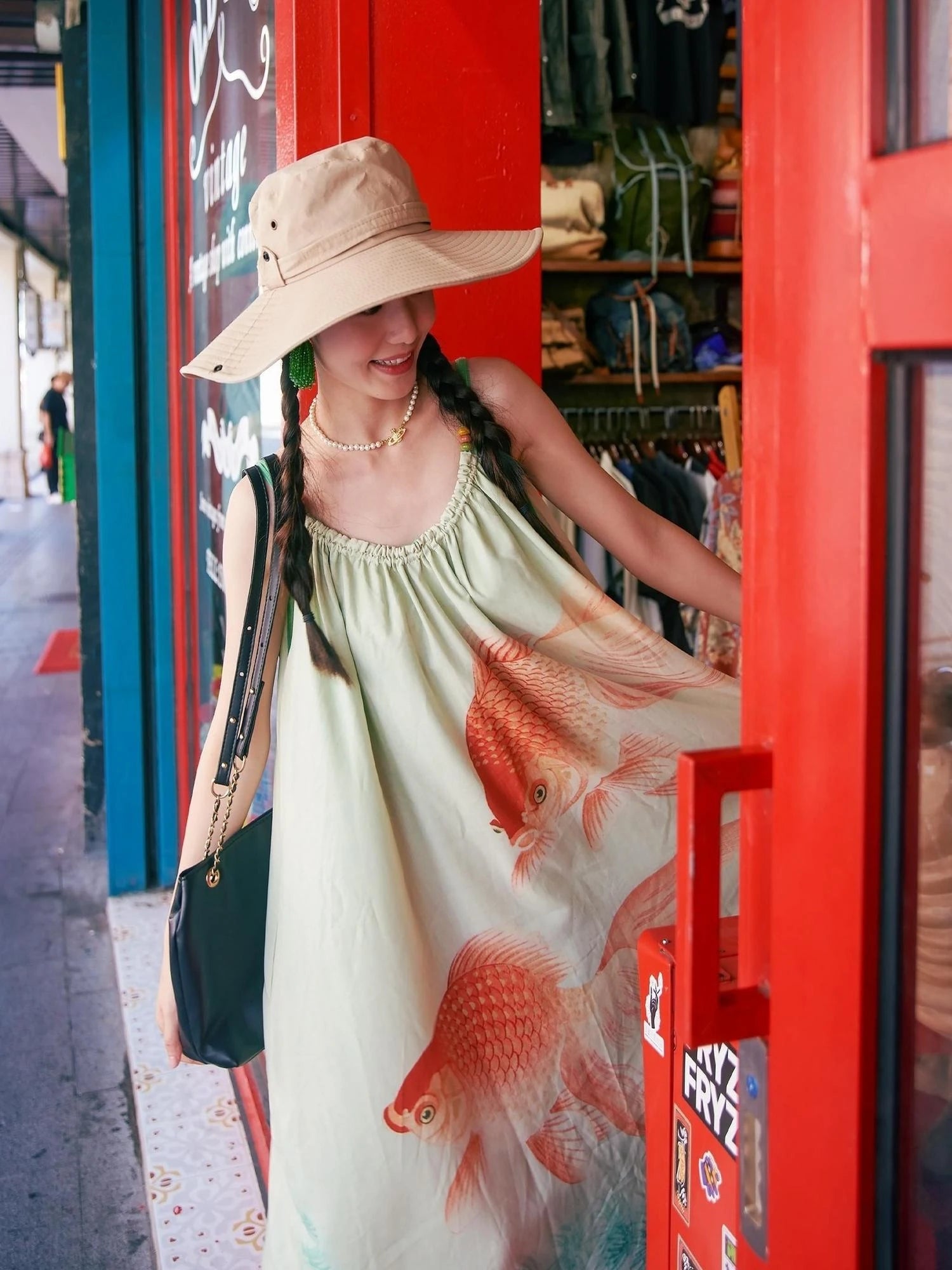 Vintage Floral Print Boho Chiffon Maxi Dress