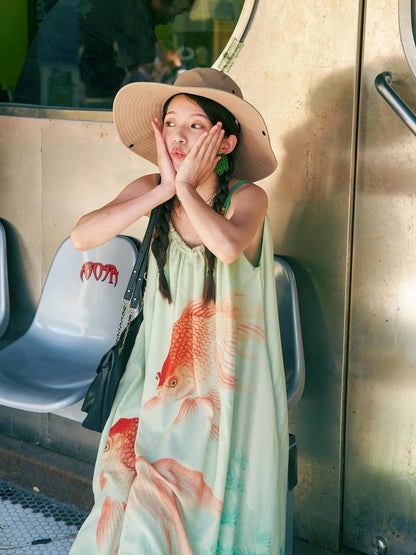 Vintage Floral Print Boho Chiffon Maxi Dress