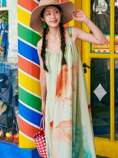 Vintage Floral Print Boho Chiffon Maxi Dress