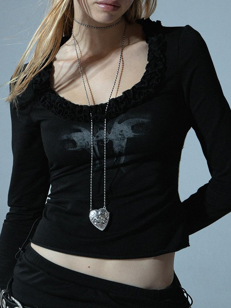 Vintage Floral Print Long Sleeve Blouse T-shirt