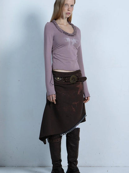 Vintage Floral Print Long Sleeve Blouse T-Shirt