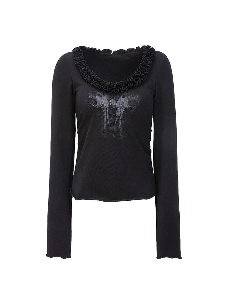 Vintage Floral Print Long Sleeve Blouse T-Shirt