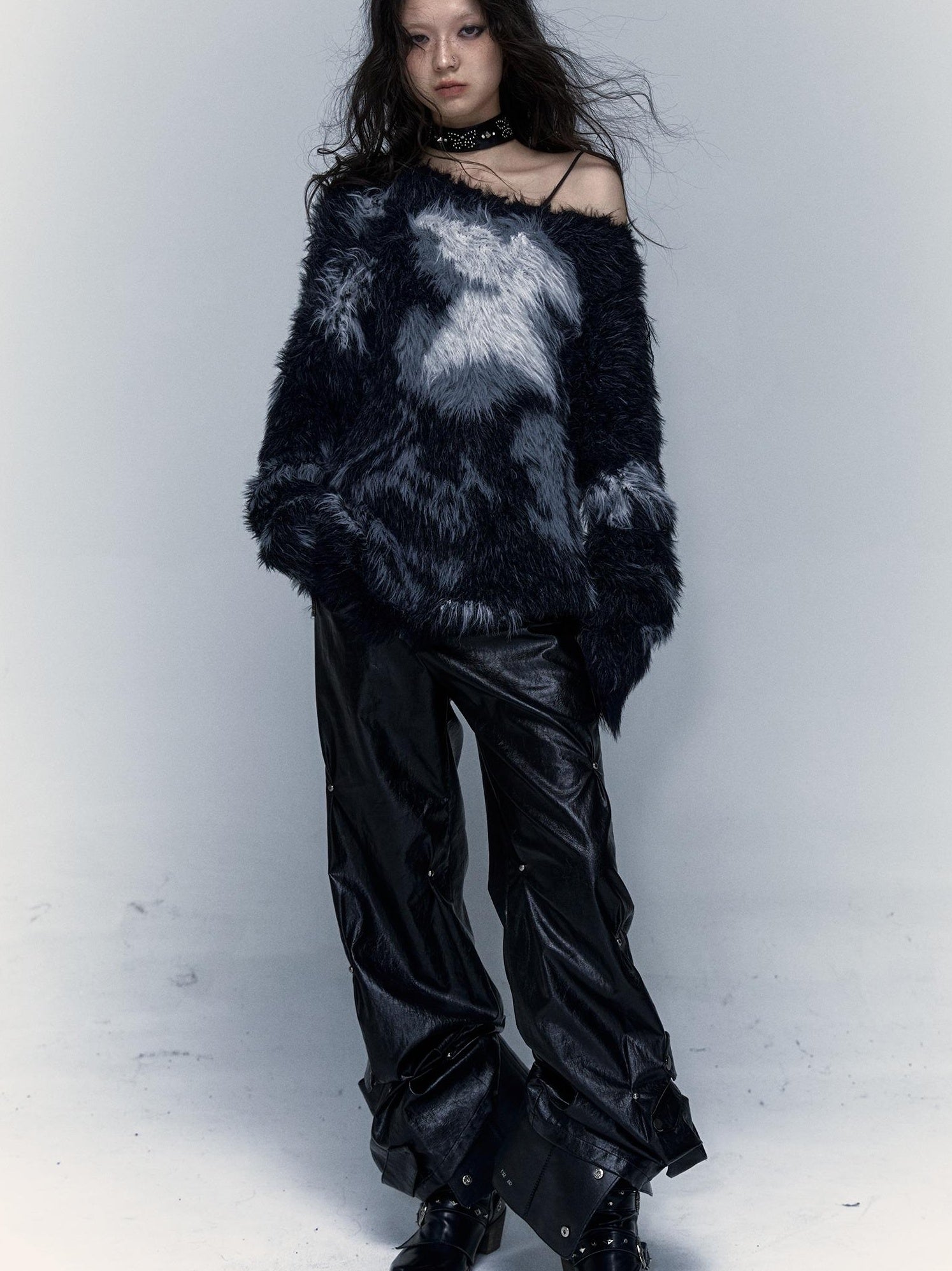 Vintage Fluffy Knit Sweater Loose Pullover for Women Winter