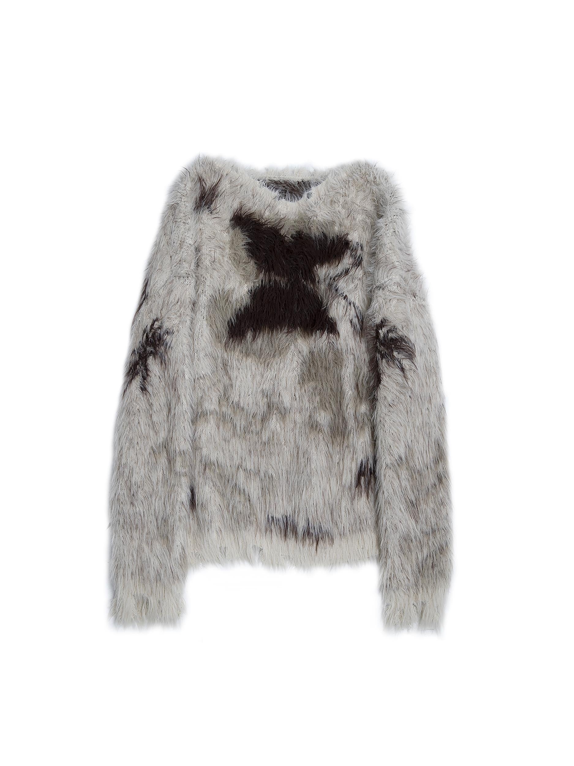 Vintage Fluffy Knit Sweater Loose Pullover for Women Winter