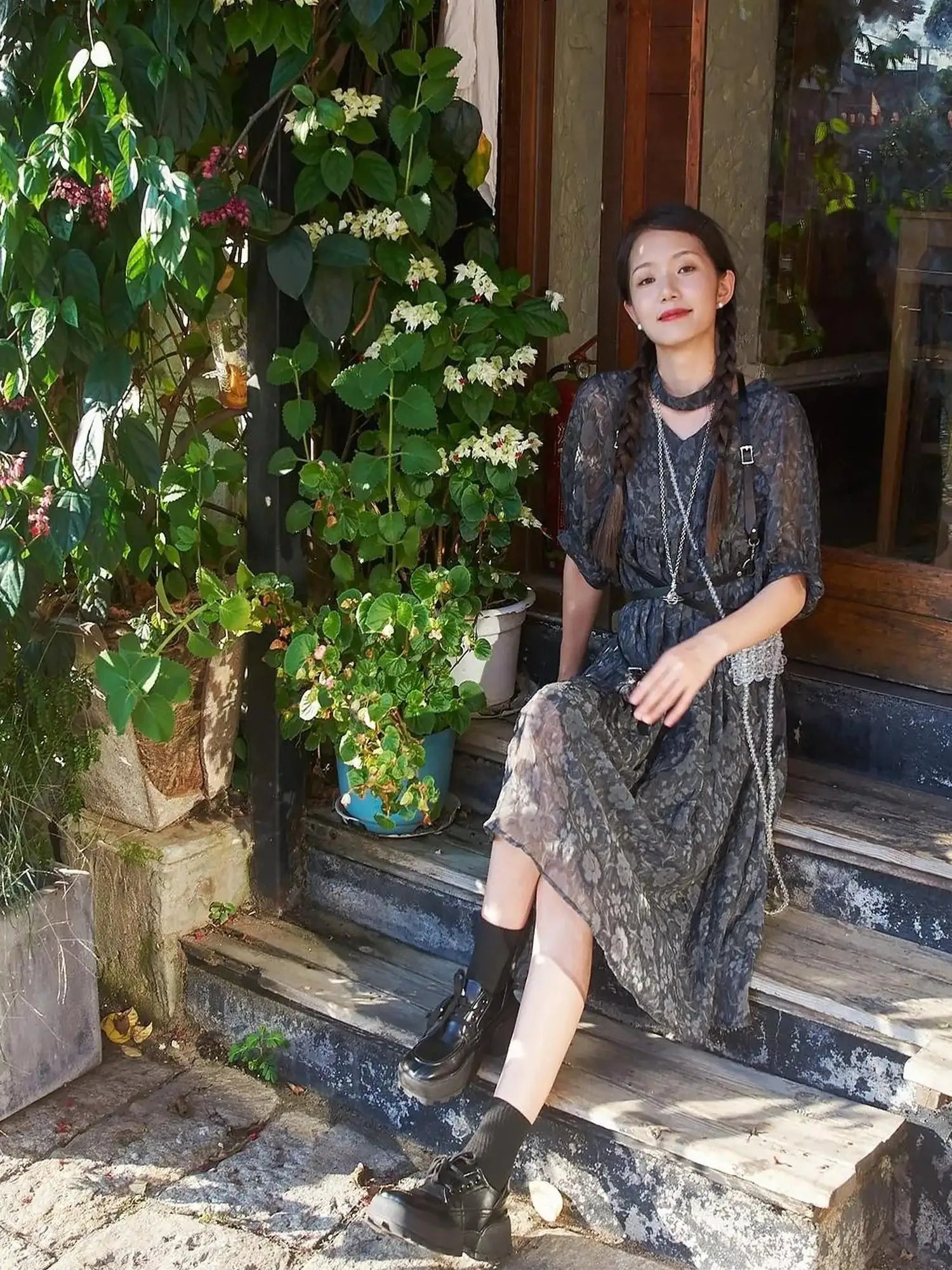 Vintage French Eco Dyed Linen Summer Dress