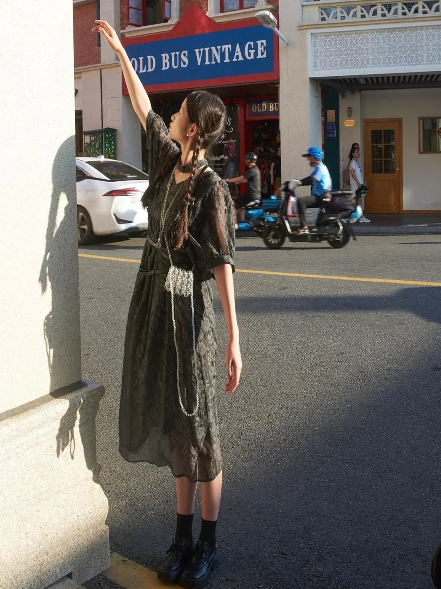 Vintage French Eco Dyed Linen Summer Dress