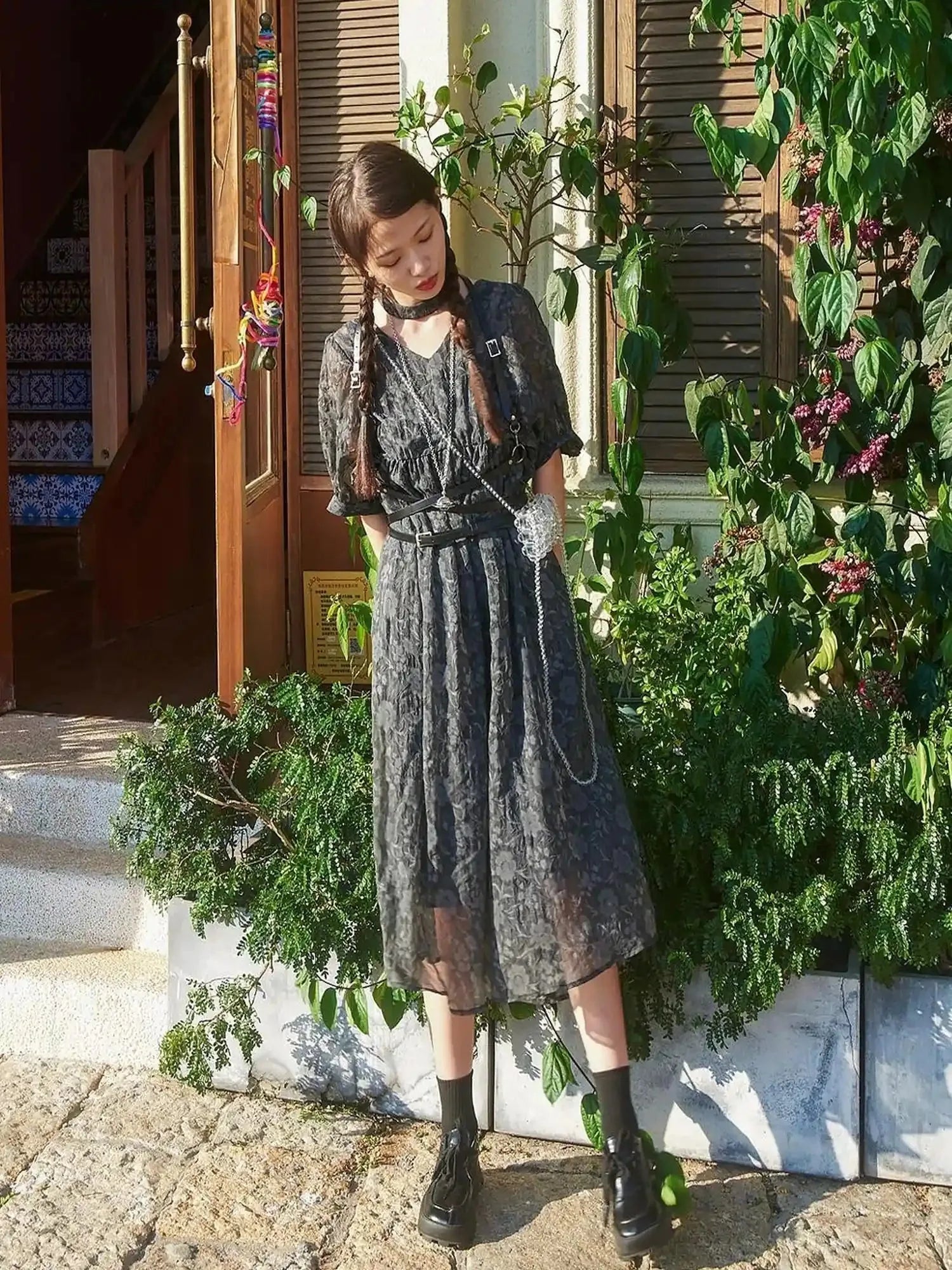 Vintage French Eco Dyed Linen Summer Dress