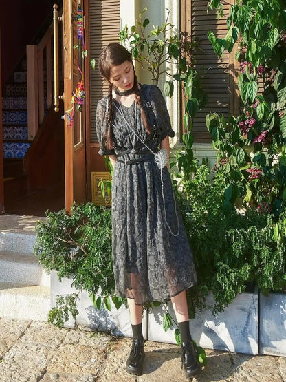 Vintage French Eco Dyed Linen Summer Dress