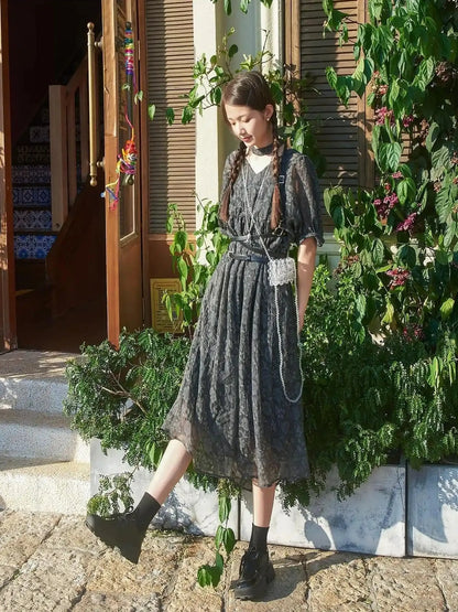 Vintage French Eco Dyed Linen Summer Dress