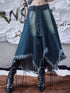 Vintage Fringe Raw Hem Denim Skirt Free Spirit Industrial Chic