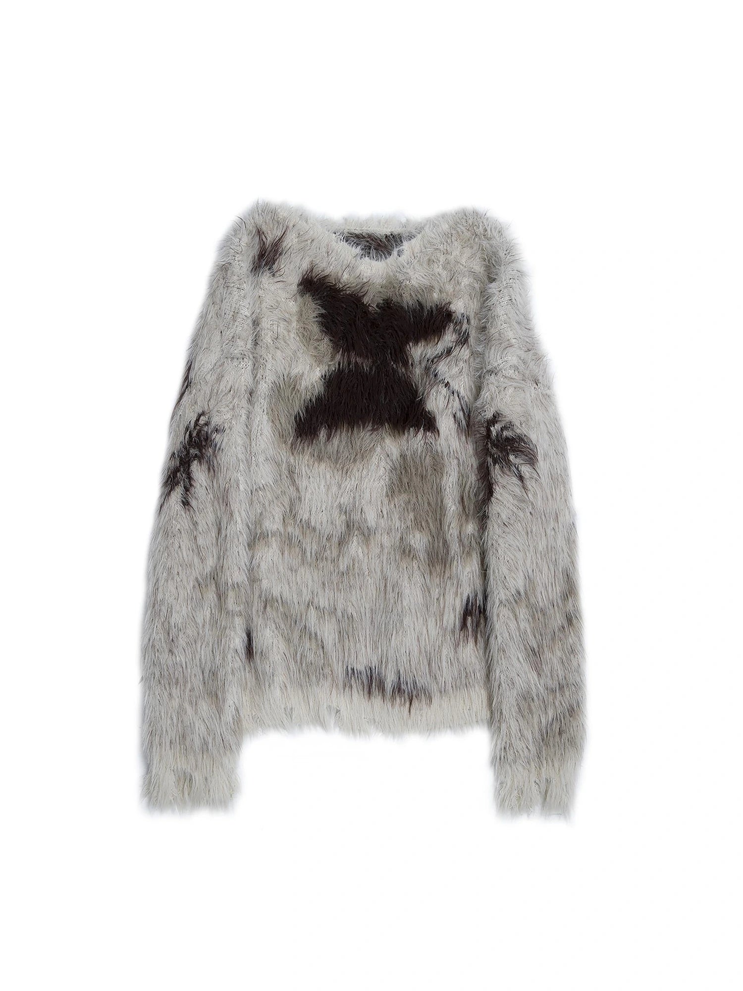 Vintage Jacquard Faux Fur Lazy Knit Sweater