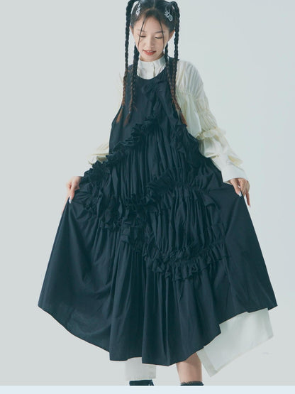 Sweet Mi Vintage Knight Pleated Linen Shirt Gown Set