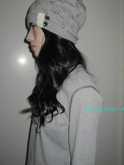 ang project Vintage Knit Beanie Stackable Cuff Hat For Women Men