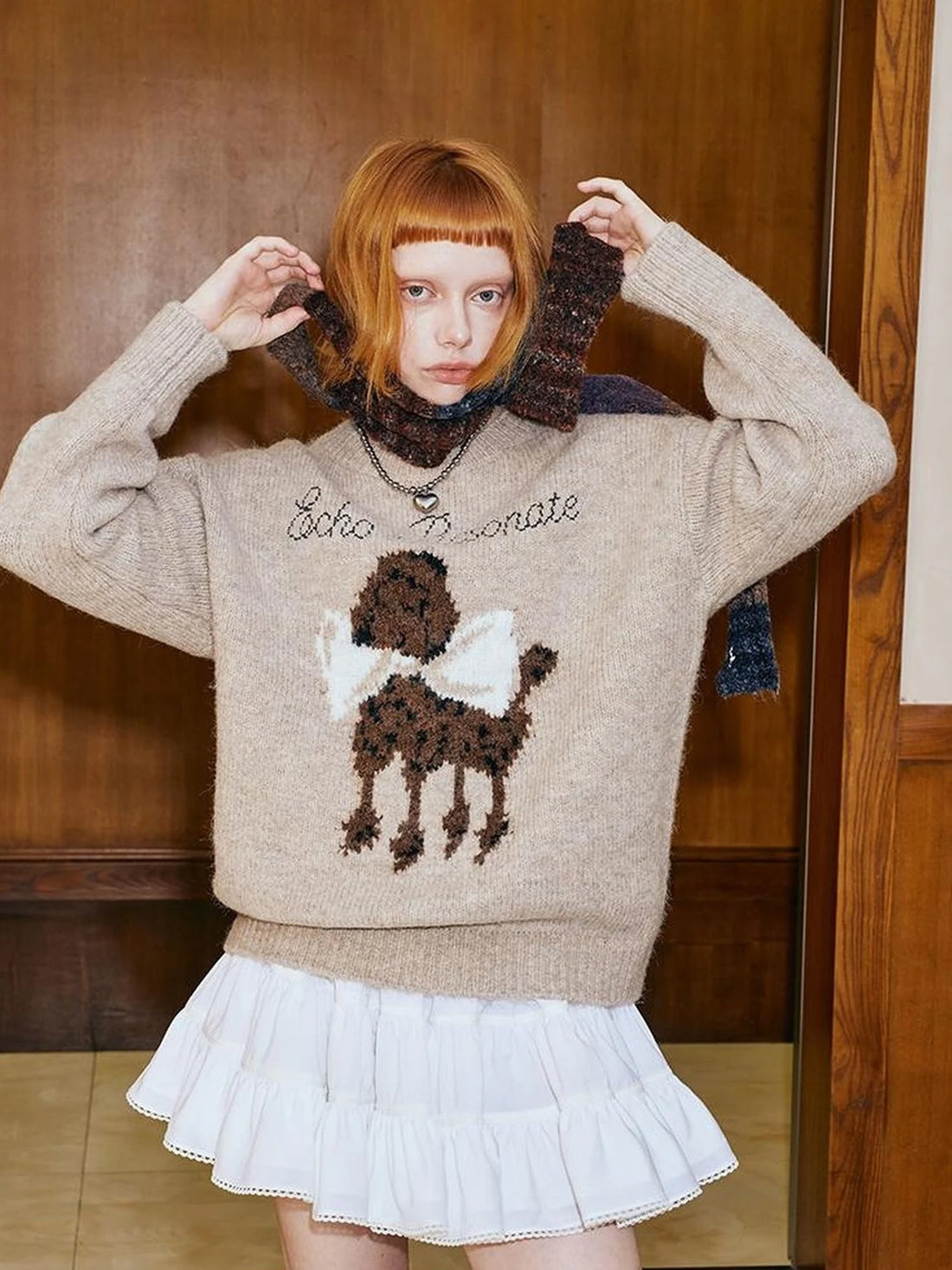 Vintage Knit Colorblock Scarf Soft Wool Blend Autumn Chic