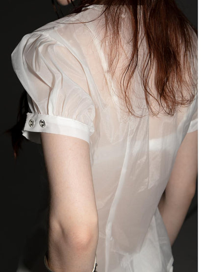 DoublePunch Vintage Lace Trim Princess Sleeve Blouse With Square Neck