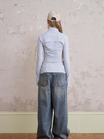 DIDDI MODA Vintage Lace Trimmed Distressed Relaxed Fit Jeans