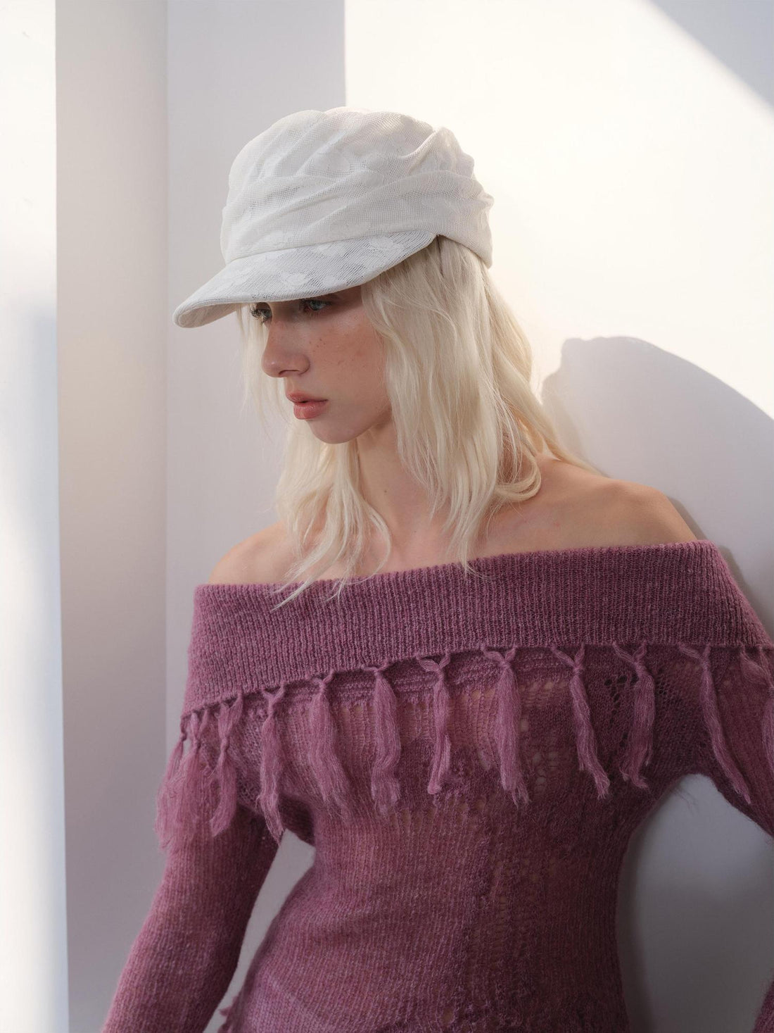 2th Desire Vintage Lace Twist Fold Breathable Newsboy Cap For Women
