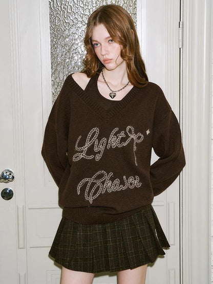 Vintage Leopard Knit Set Cardigan Skirt