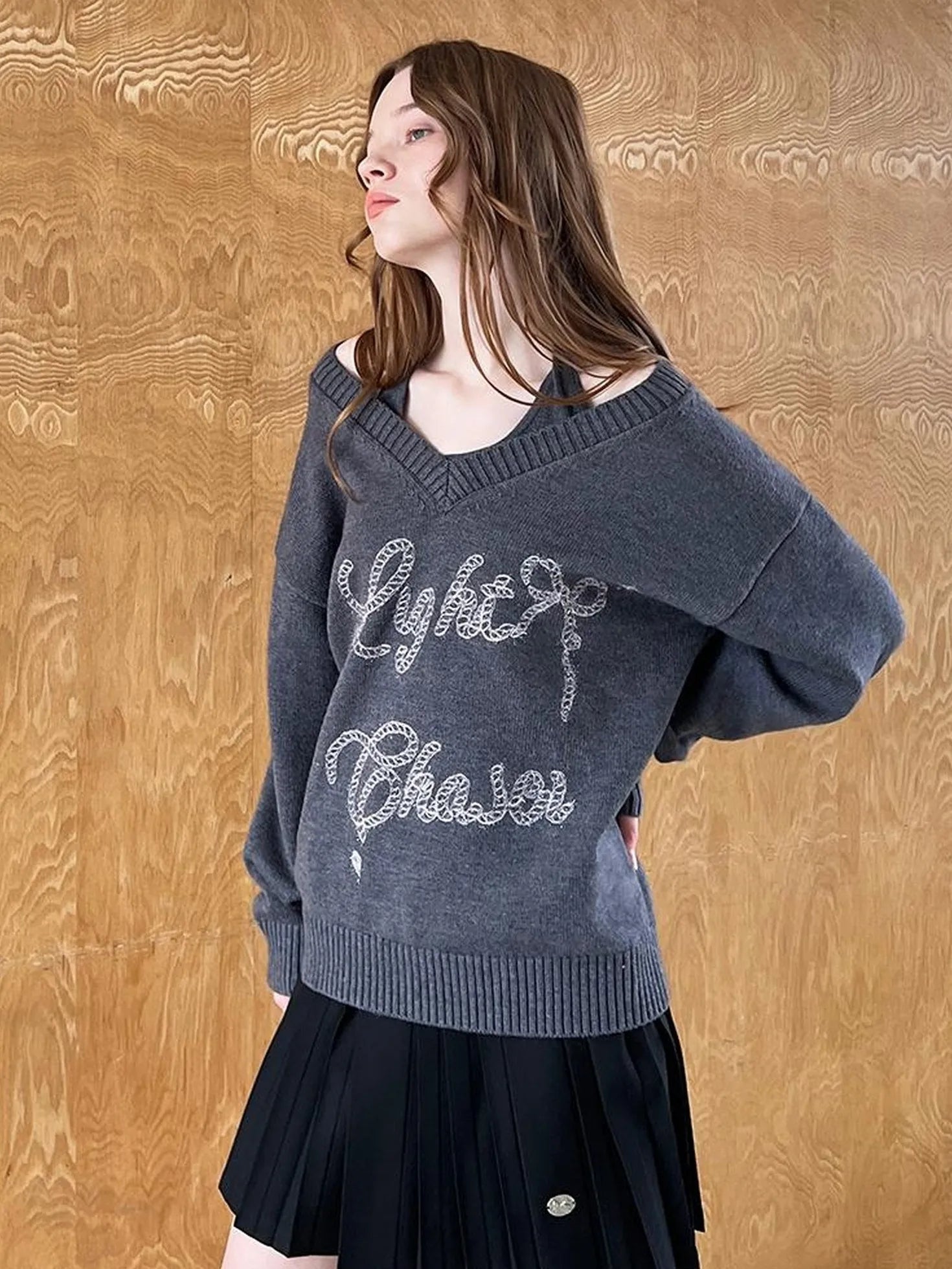 Vintage Leopard Knit Set Cardigan Skirt